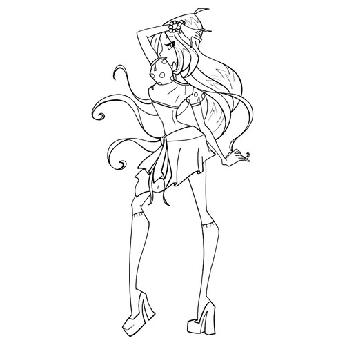 Página para colorear: El nuevo traje de Flora dibujo para colorear gratis de Páginas para colorear de Flora (Winx)
