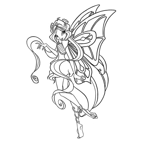 Página para colorear: Flora (Winx Enchantix) dibujo para colorear gratis de Páginas para colorear de Flora (Winx)