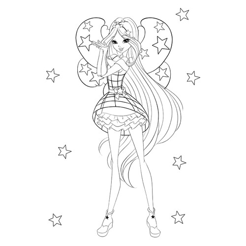 Vinks Flora Kosmiks — página para colorear dibujo para colorear gratis de Páginas para colorear de Flora (Winx)