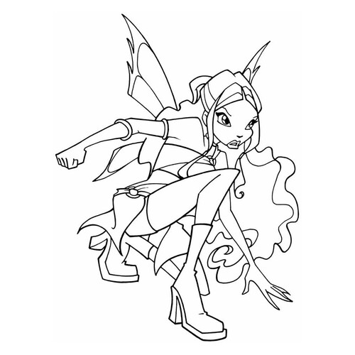 Página para colorear: Leila lista para la batalla dibujo para colorear gratis de Páginas para colorear de Layla (Winx)