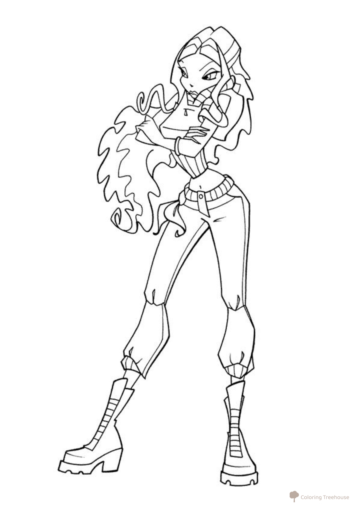 Leyla Frowning Coloring Page free printable Layla Winx Coloring Pages coloring page