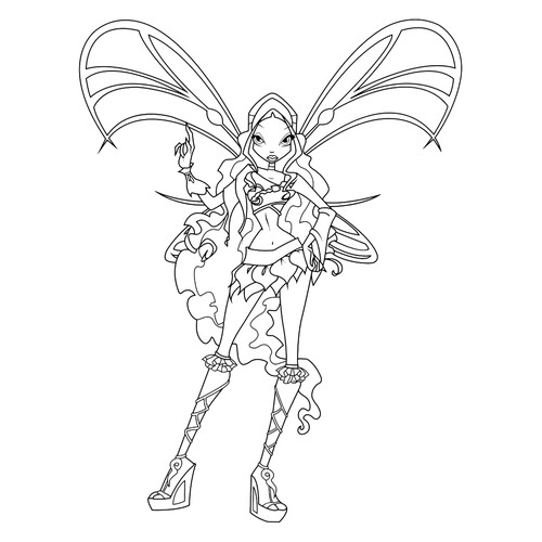 Página para colorear: Leyla (Sofix) de cuerpo entero dibujo para colorear gratis de Páginas para colorear de Layla (Winx)