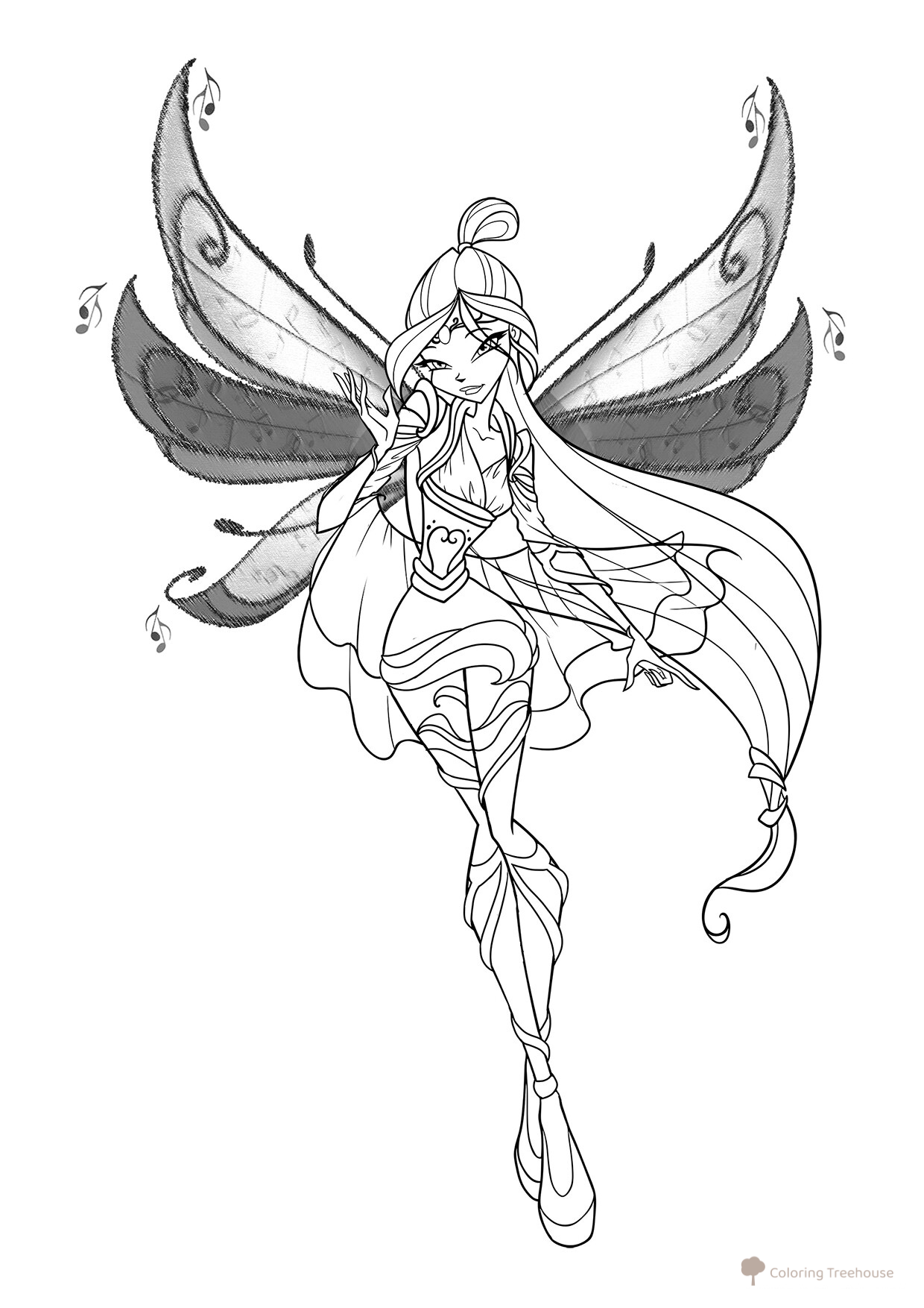 Musa from Winx Club Coloring Page free printable Musa Winx Coloring Pages coloring page