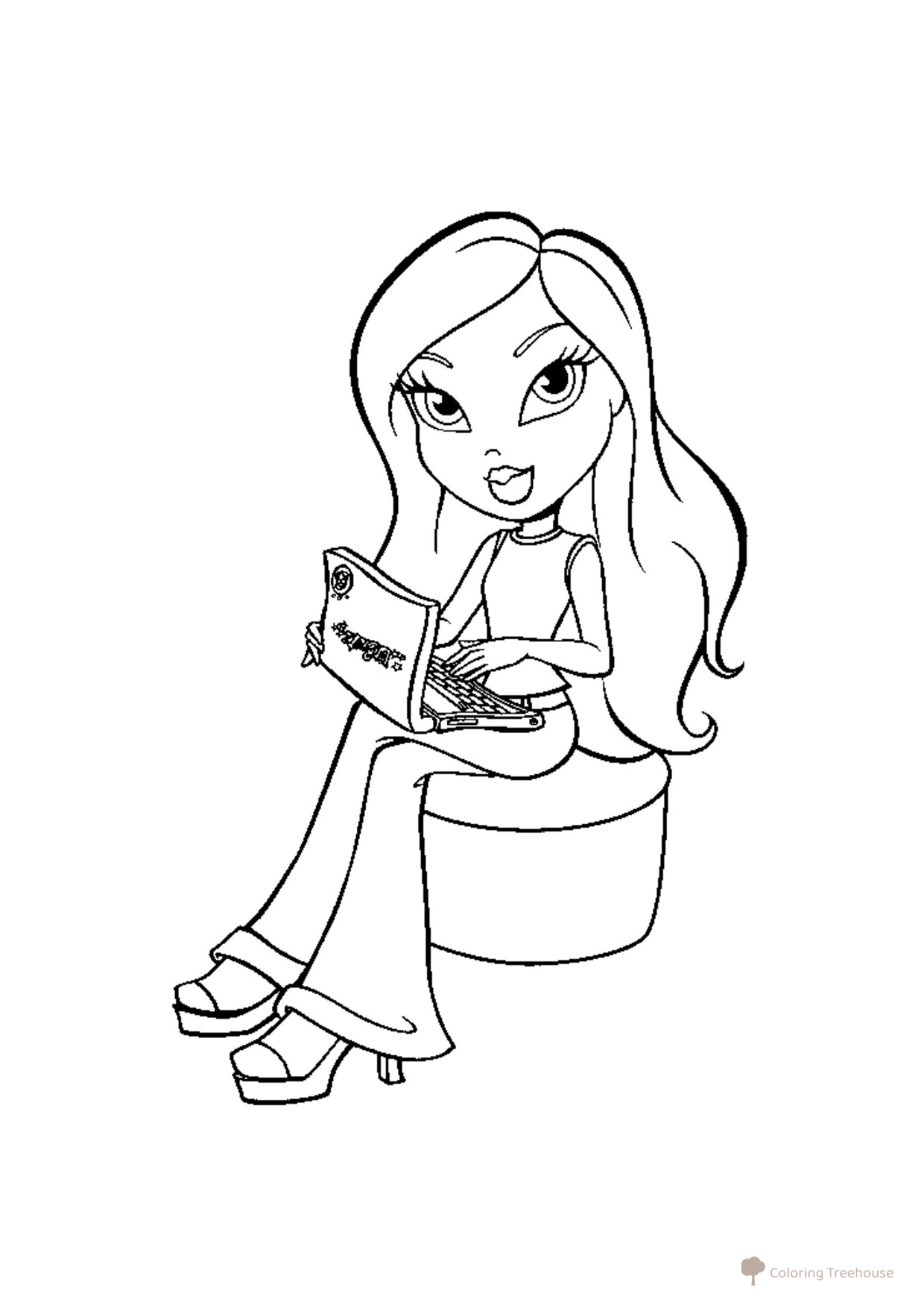 Página para colorear Bratz con portátil dibujo para colorear gratis de Páginas para colorear Bratz