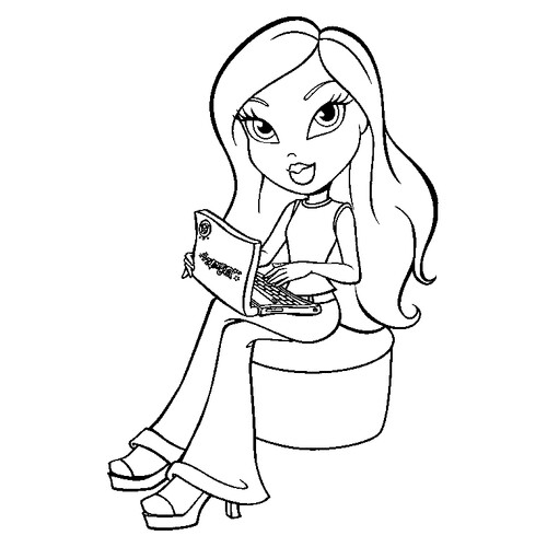 Página para colorear Bratz con portátil dibujo para colorear gratis de Páginas para colorear Bratz