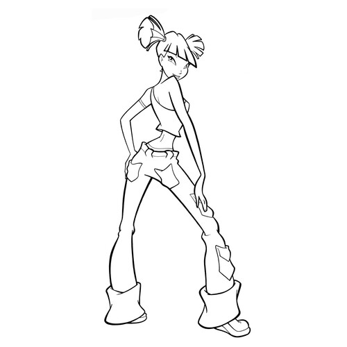Página para colorear: Musa en todo su esplendor dibujo para colorear gratis de Páginas para colorear de Musa (Winx)