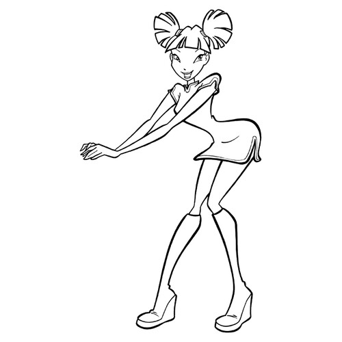 Página para colorear: El nuevo vestido de Musa dibujo para colorear gratis de Páginas para colorear de Musa (Winx)