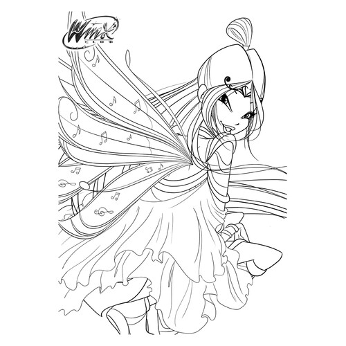 Página para colorear: Musa Bloomix (Винкс) dibujo para colorear gratis de Páginas para colorear de Musa (Winx)