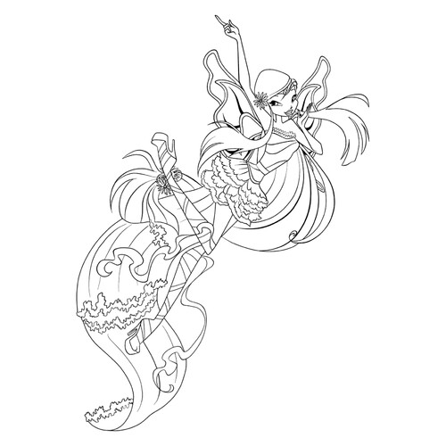 Página para colorear Winx Musa Harmonix dibujo para colorear gratis de Páginas para colorear de Musa (Winx)