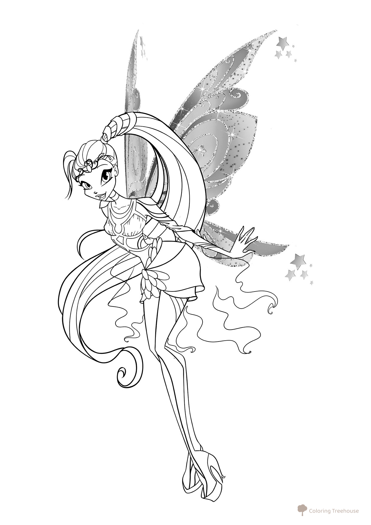 Stella from Winx Club Coloring Page free printable Stella Winx Coloring Pages coloring page