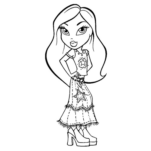 Bratz Coloring Page: Create a Long Skirt free printable Bratz Coloring Pages coloring page