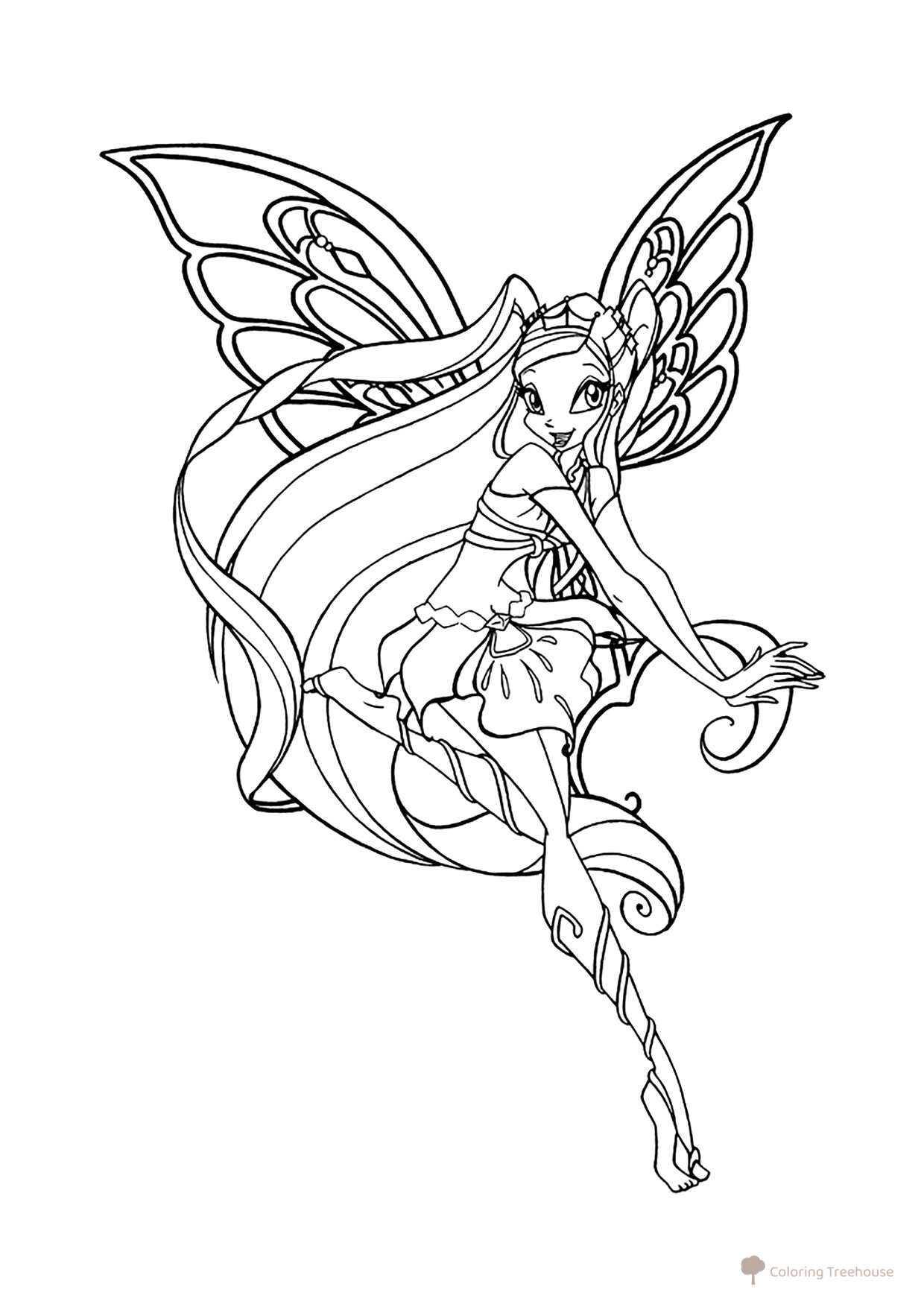 Winx Coloring Page: Stella Enchantix free printable Stella Winx Coloring Pages coloring page