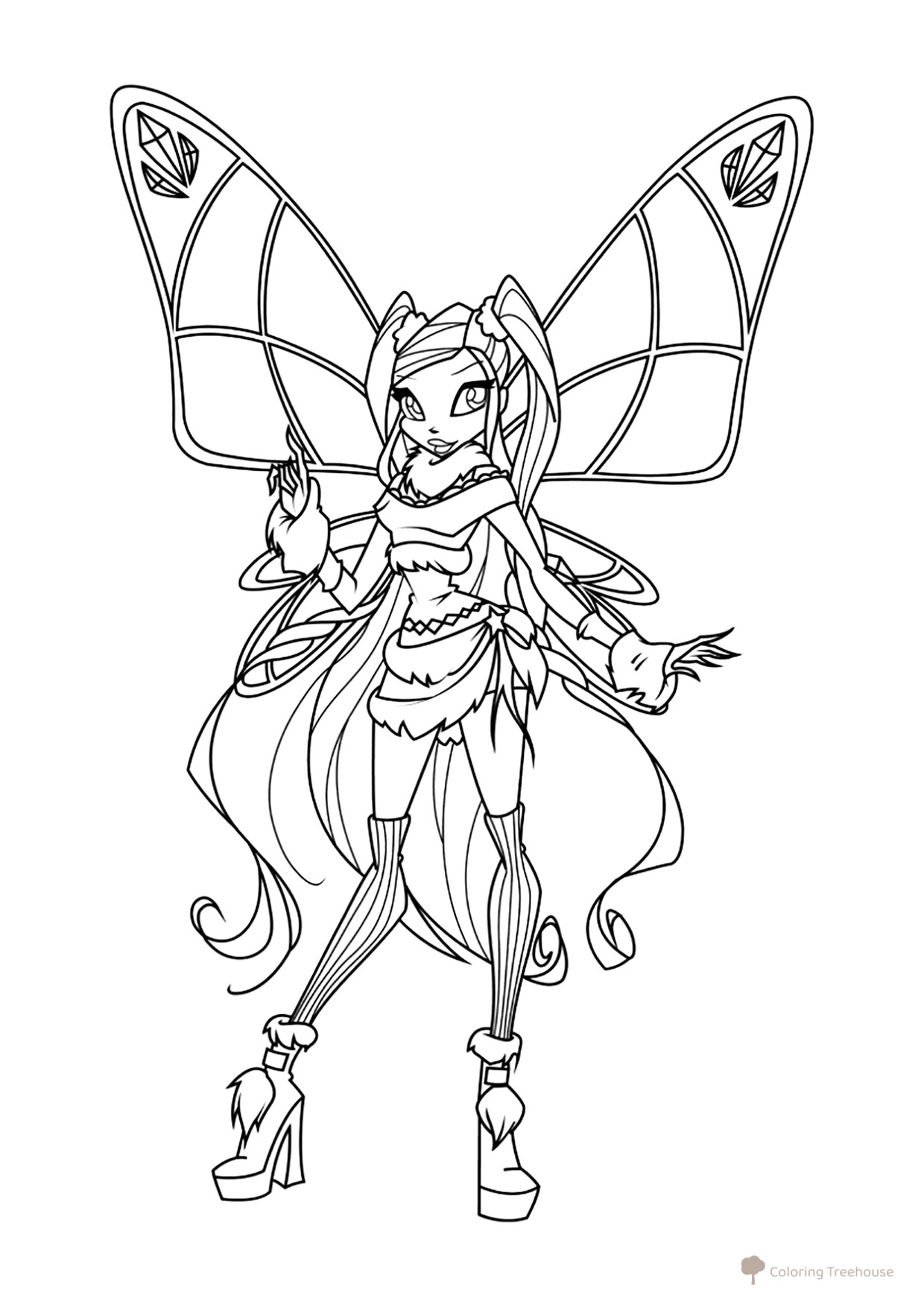 Página para colorear de Stella de las Winx dibujo para colorear gratis de Páginas para colorear de Stella (Winx)