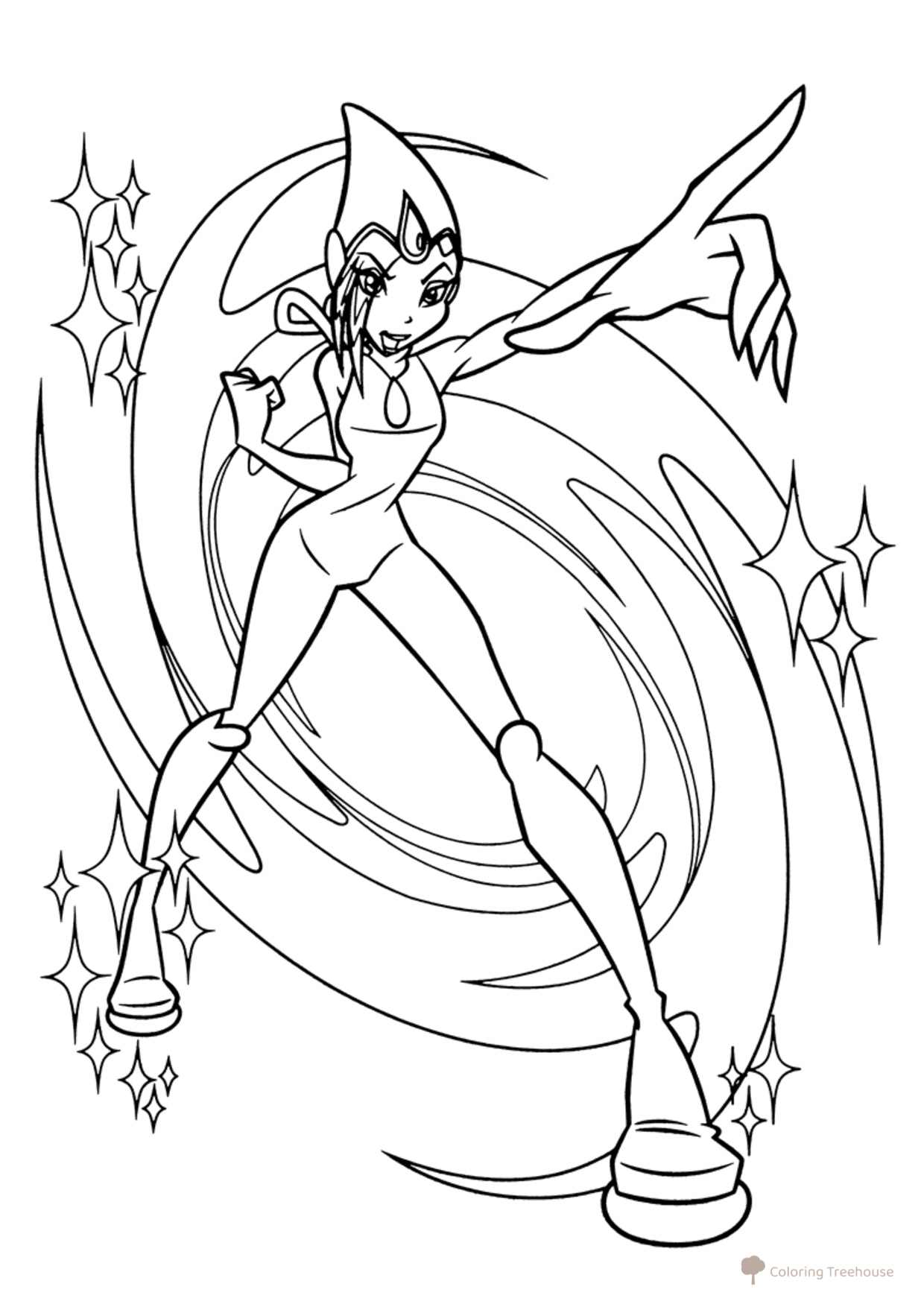Página para colorear: Transformación de Tecna dibujo para colorear gratis de Páginas para colorear de Tecna (Winx)