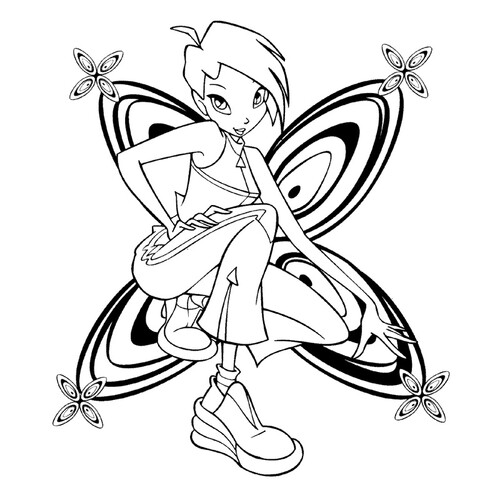 Tekna Butterfly Coloring Page free printable Tecna Winx Coloring Pages coloring page
