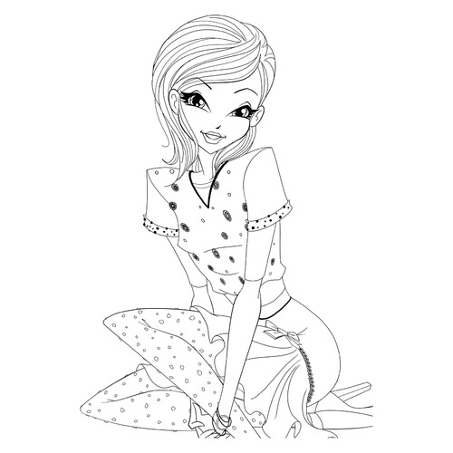 Winx Coloring Page: Tecna in a Fancy Dress free printable Tecna Winx Coloring Pages coloring page