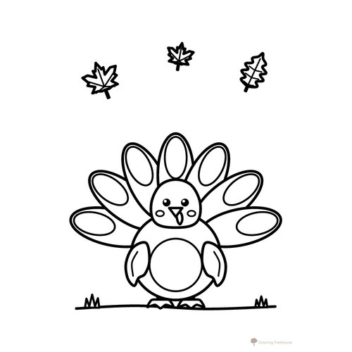 Cute Turkey Coloring Page