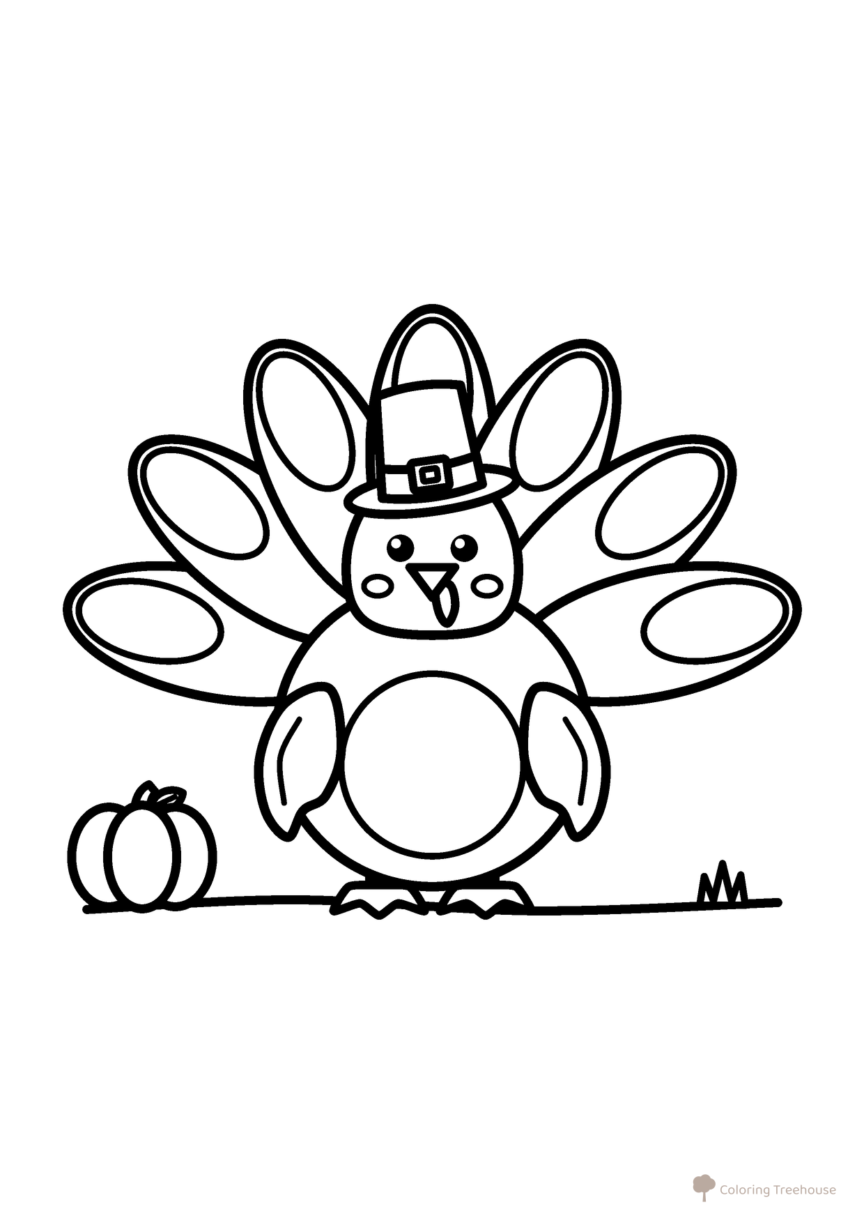 Turkey in a Pilgrim Hat Coloring Page