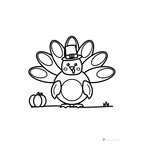 Turkey in a Pilgrim Hat Coloring Page