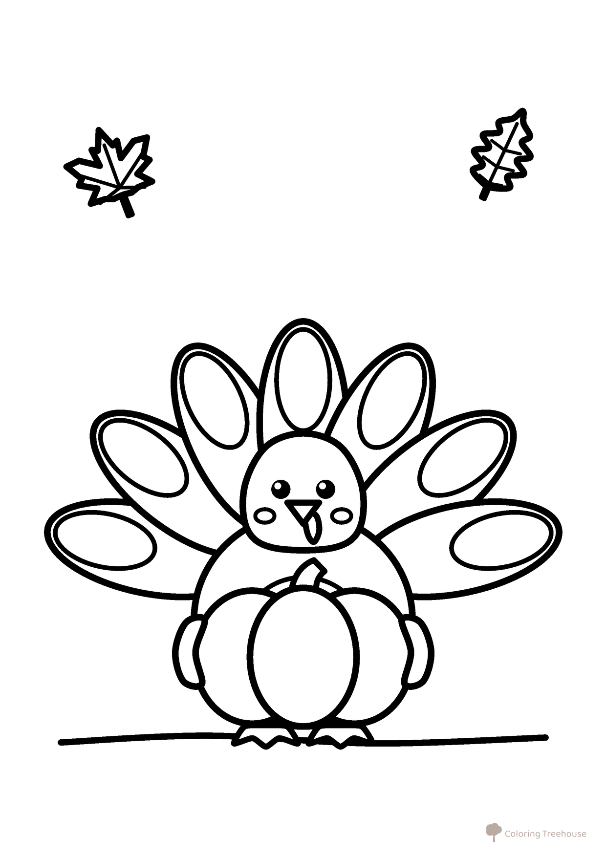 Turkey Holding a Pumpkin Coloring Page
