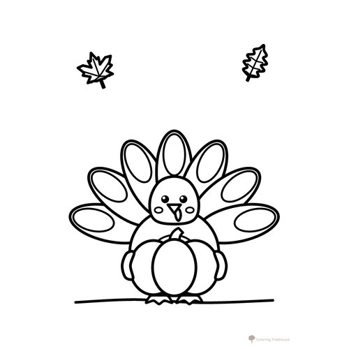Turkey Holding a Pumpkin Coloring Page