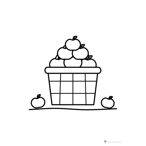 Basket of Apples Coloring Page