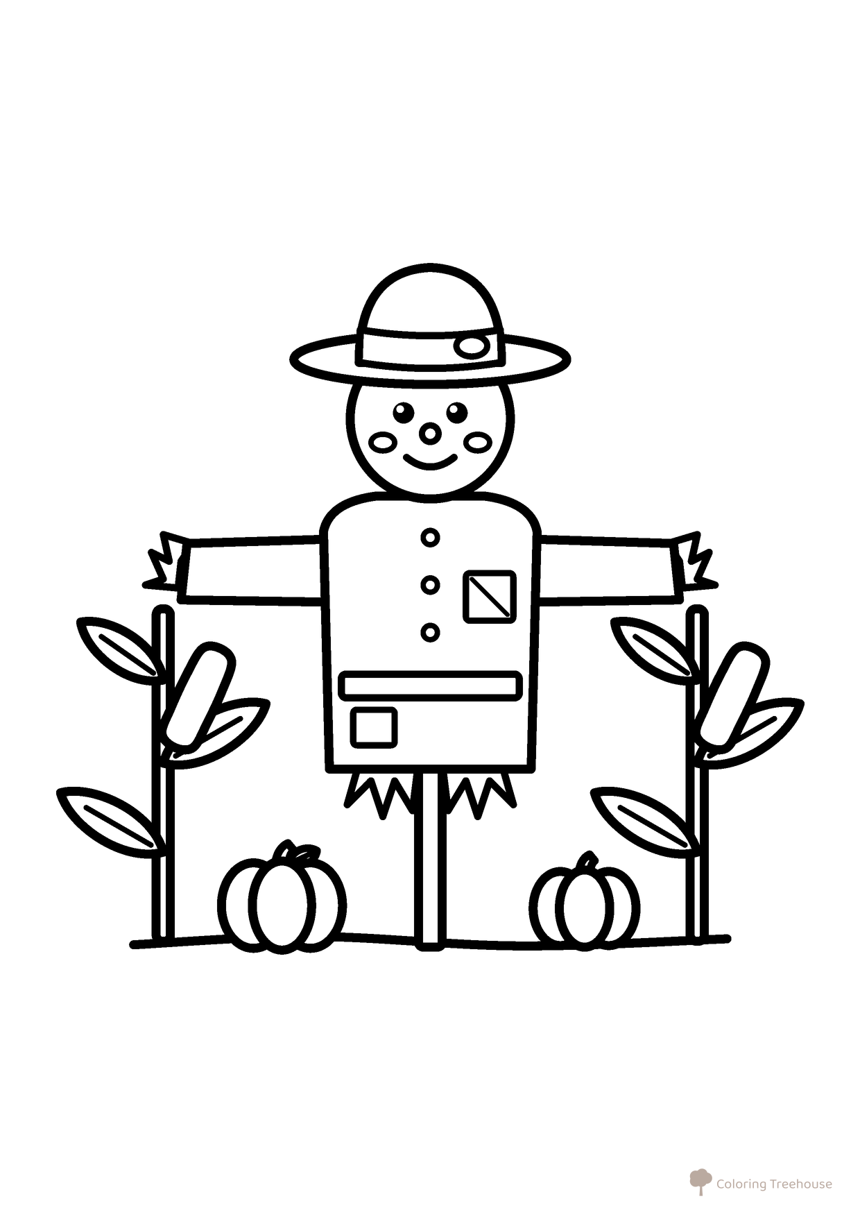 Scarecrow in the Field Coloring Page