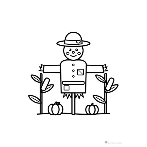Scarecrow in the Field Coloring Page