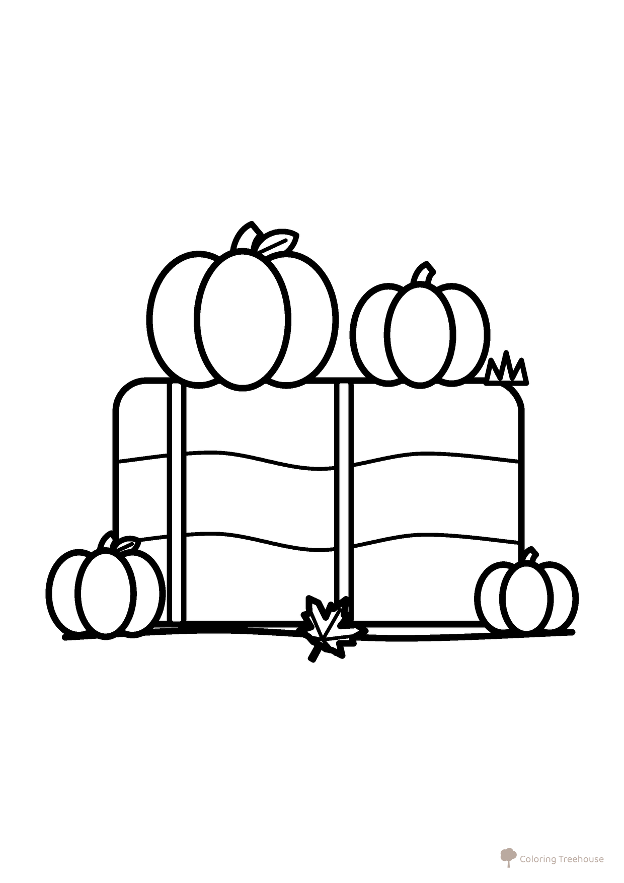 Hay Bale with Pumpkins Coloring Page