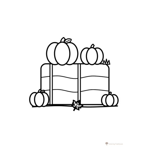 Hay Bale with Pumpkins Coloring Page