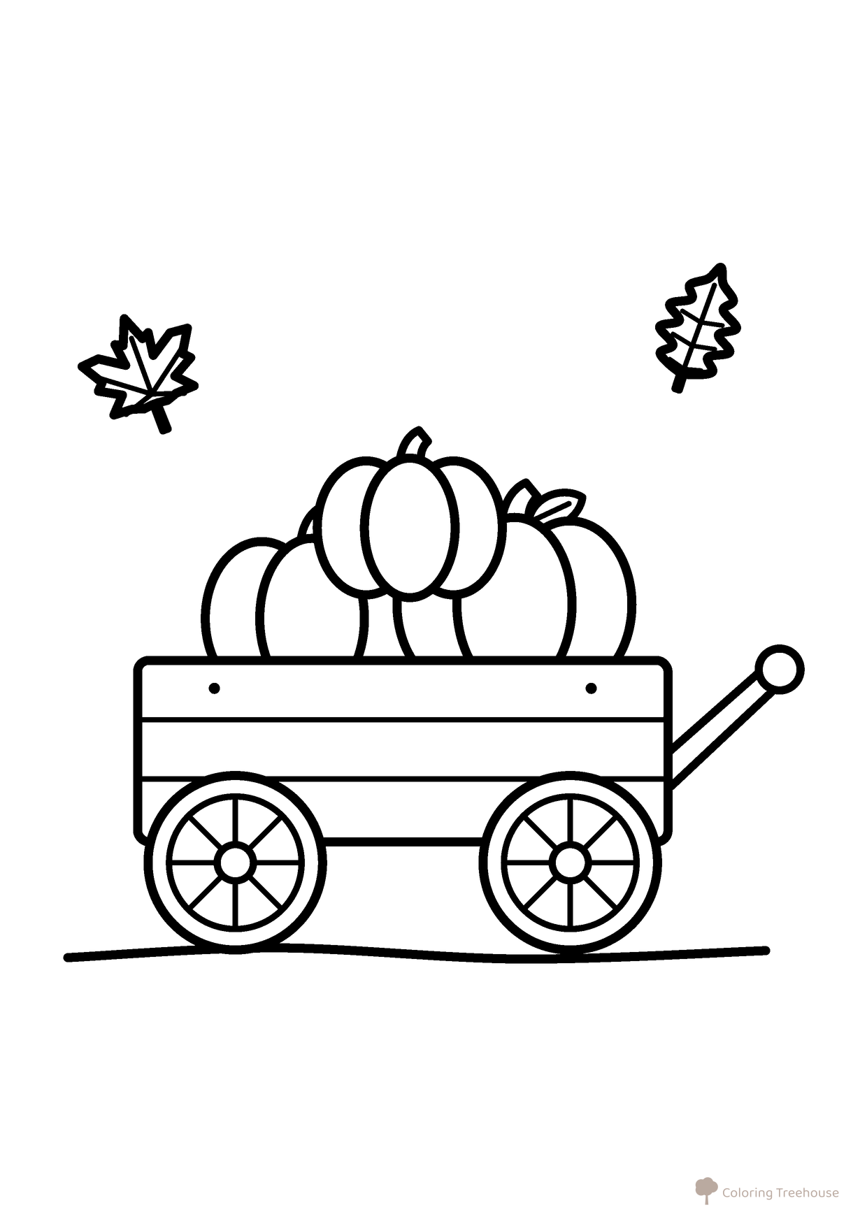 Harvest Wagon with Pumpkins Coloring Page