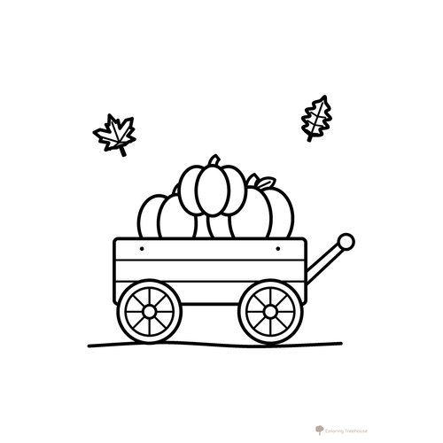 Harvest Wagon with Pumpkins Coloring Page