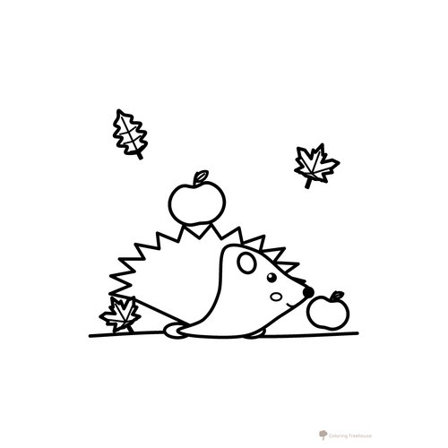 Hedgehog with an Apple Coloring Page