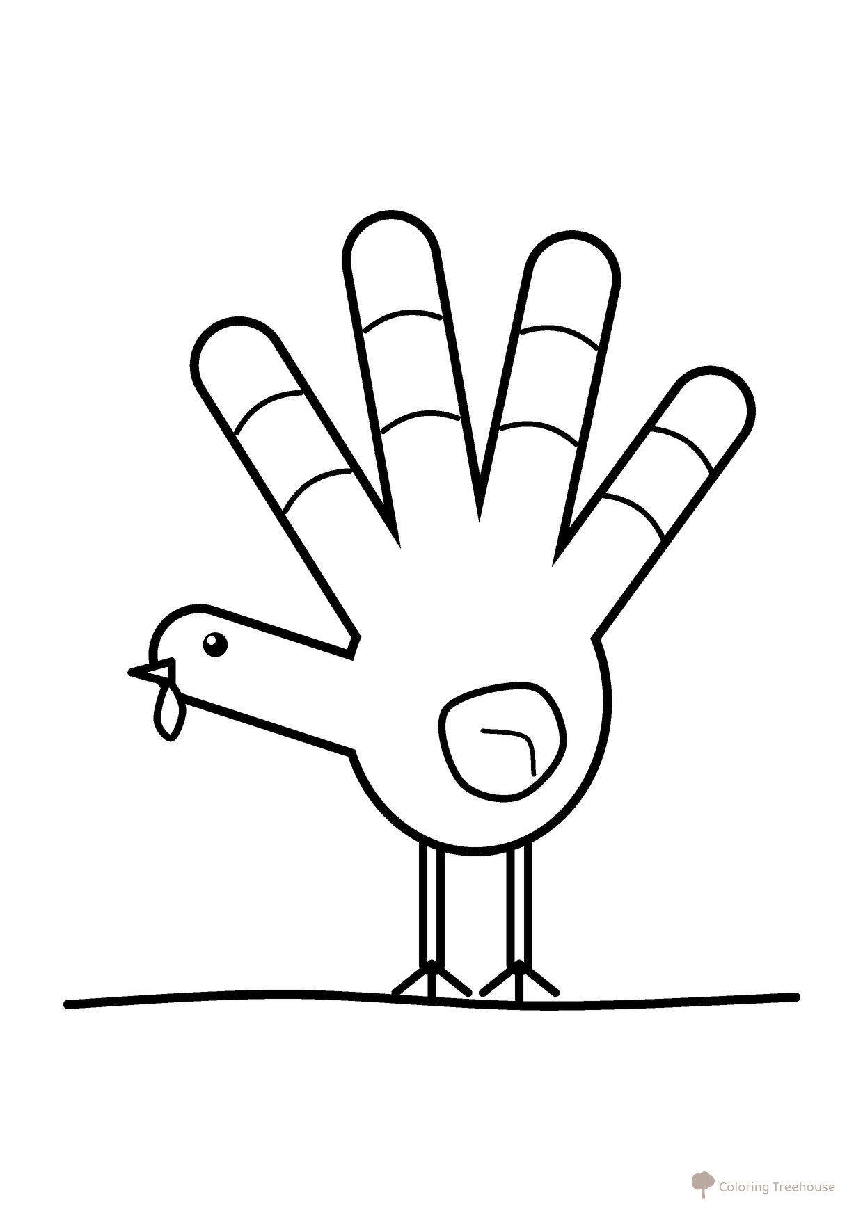 Handprint Turkey Coloring Page