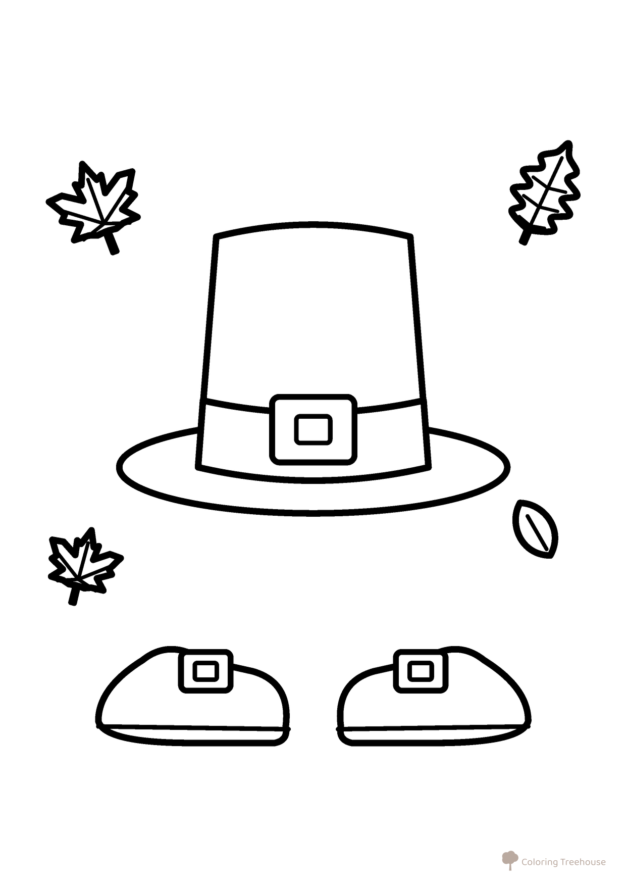 Pilgrim Hat and Buckle Shoes Coloring Page