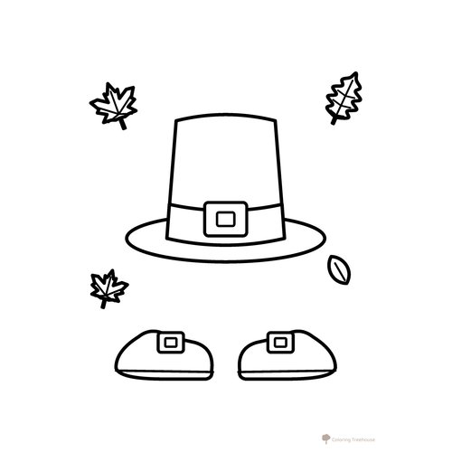 Pilgrim Hat and Buckle Shoes Coloring Page