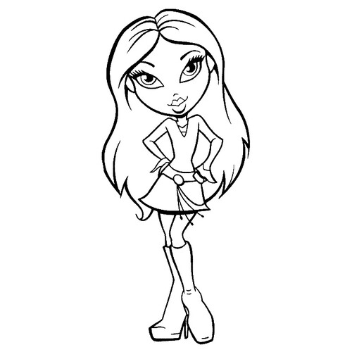 Página para colorear Bratz con vestido y botines dibujo para colorear gratis de Páginas para colorear Bratz