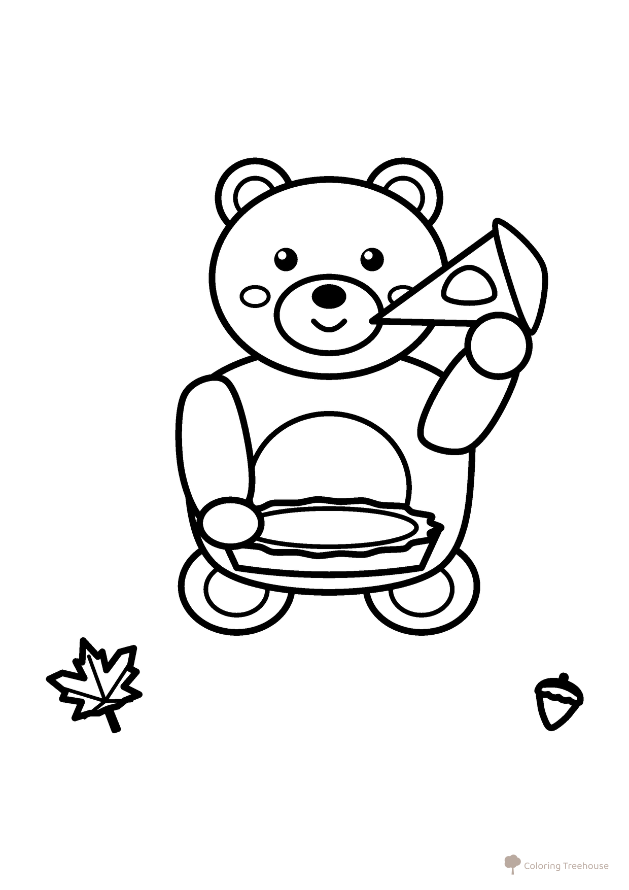 Bear Eating Pie Coloring Page