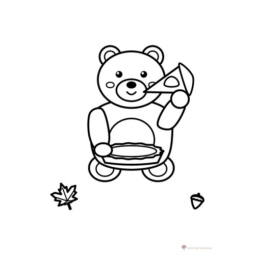 Bear Eating Pie Coloring Page