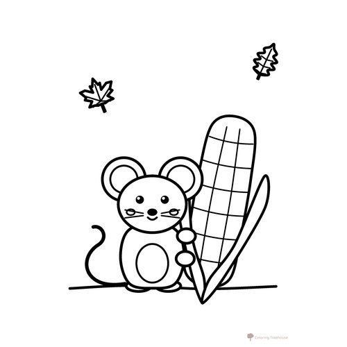Mouse with Corn Coloring Page