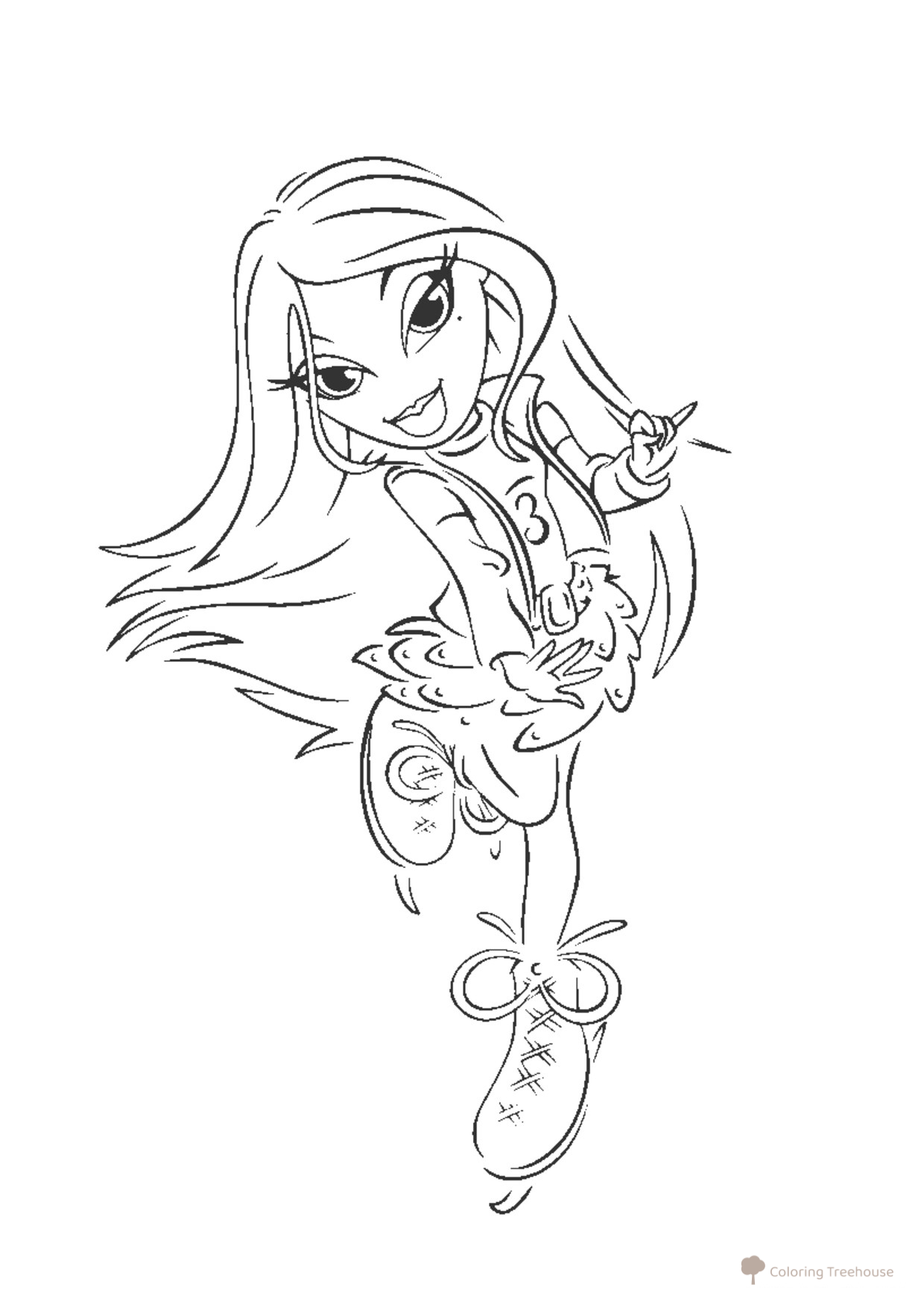 Bratz patinando - página para colorear dibujo para colorear gratis de Páginas para colorear Bratz