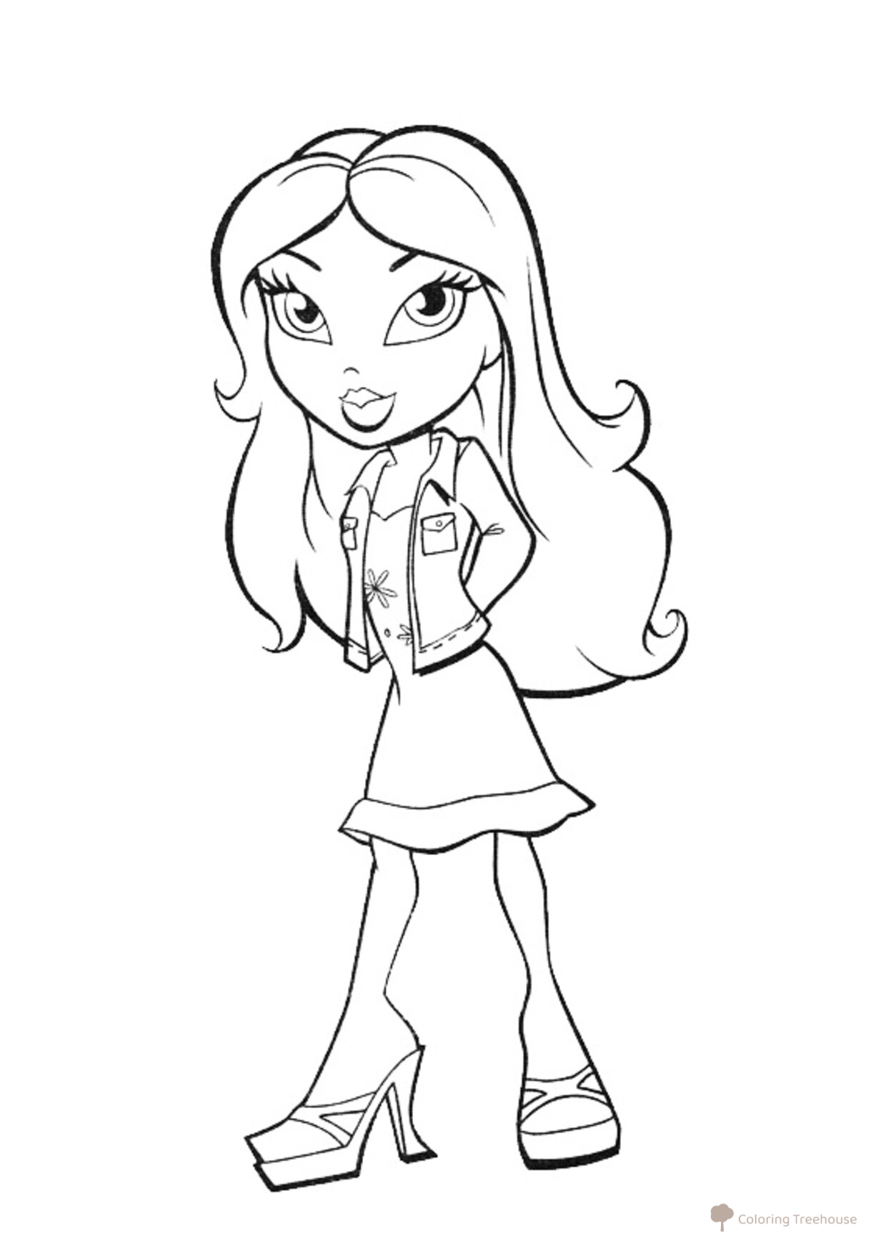 Página para colorear Bratz en paseo nocturno dibujo para colorear gratis de Páginas para colorear Bratz