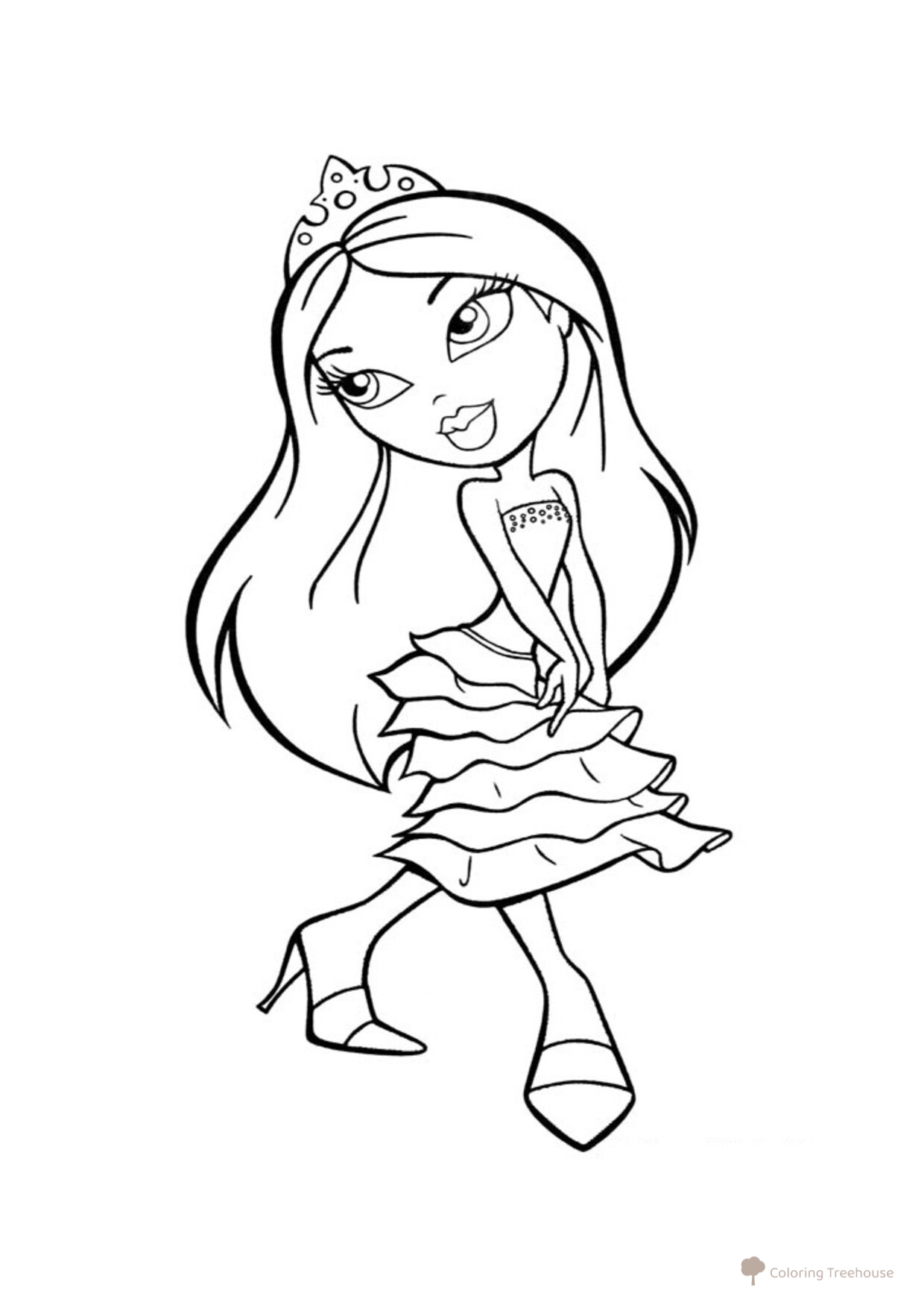 Página para colorear Bratz con tacones altos dibujo para colorear gratis de Páginas para colorear Bratz