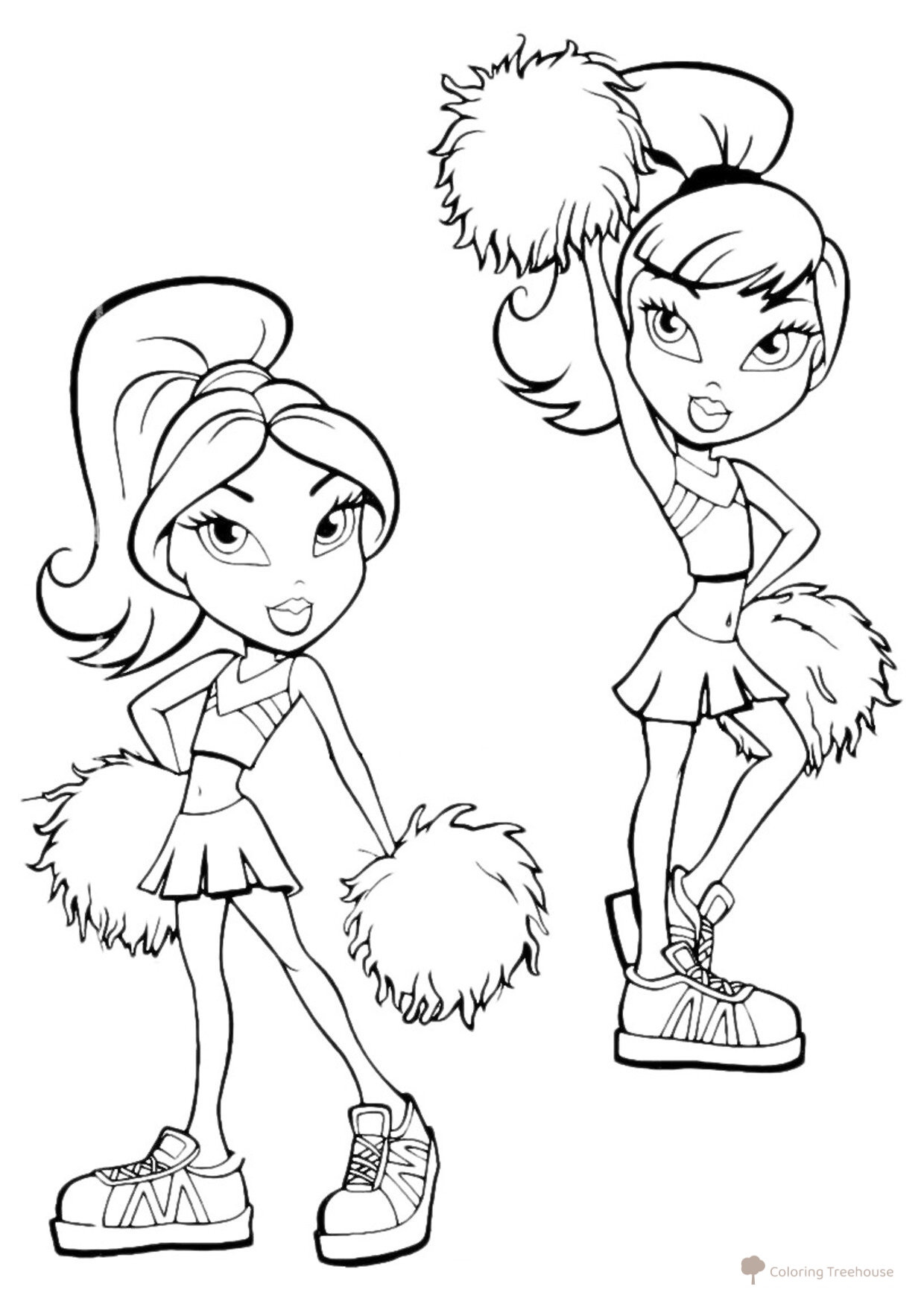 Página para colorear Bratz chicas porristas dibujo para colorear gratis de Páginas para colorear Bratz