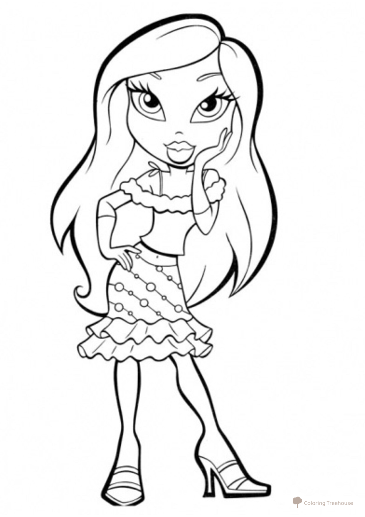 Página para colorear 'Atuendo romántico' Bratz dibujo para colorear gratis de Páginas para colorear Bratz