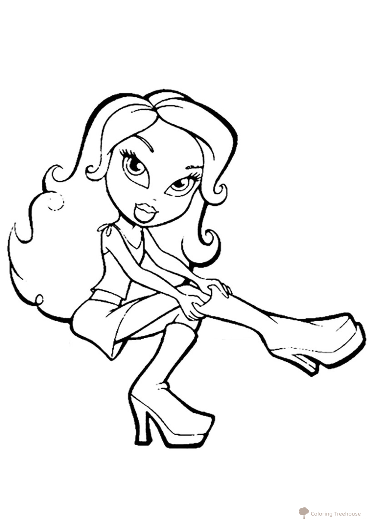 Página para colorear: Bratz — nuevas botas altas dibujo para colorear gratis de Páginas para colorear Bratz