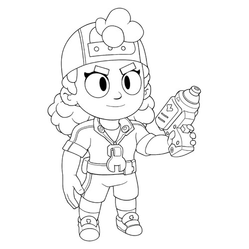 Página para colorear «Meg de Brawl Stars con bláster» dibujo para colorear gratis de Páginas para colorear de Brawl Stars