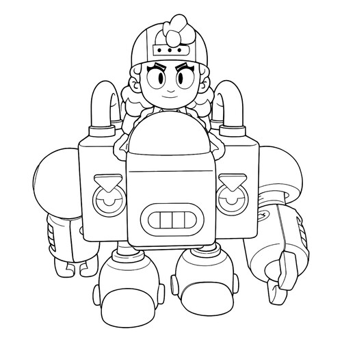 Página para colorear «Meg de Brawl Stars en su mecha» dibujo para colorear gratis de Páginas para colorear de Brawl Stars