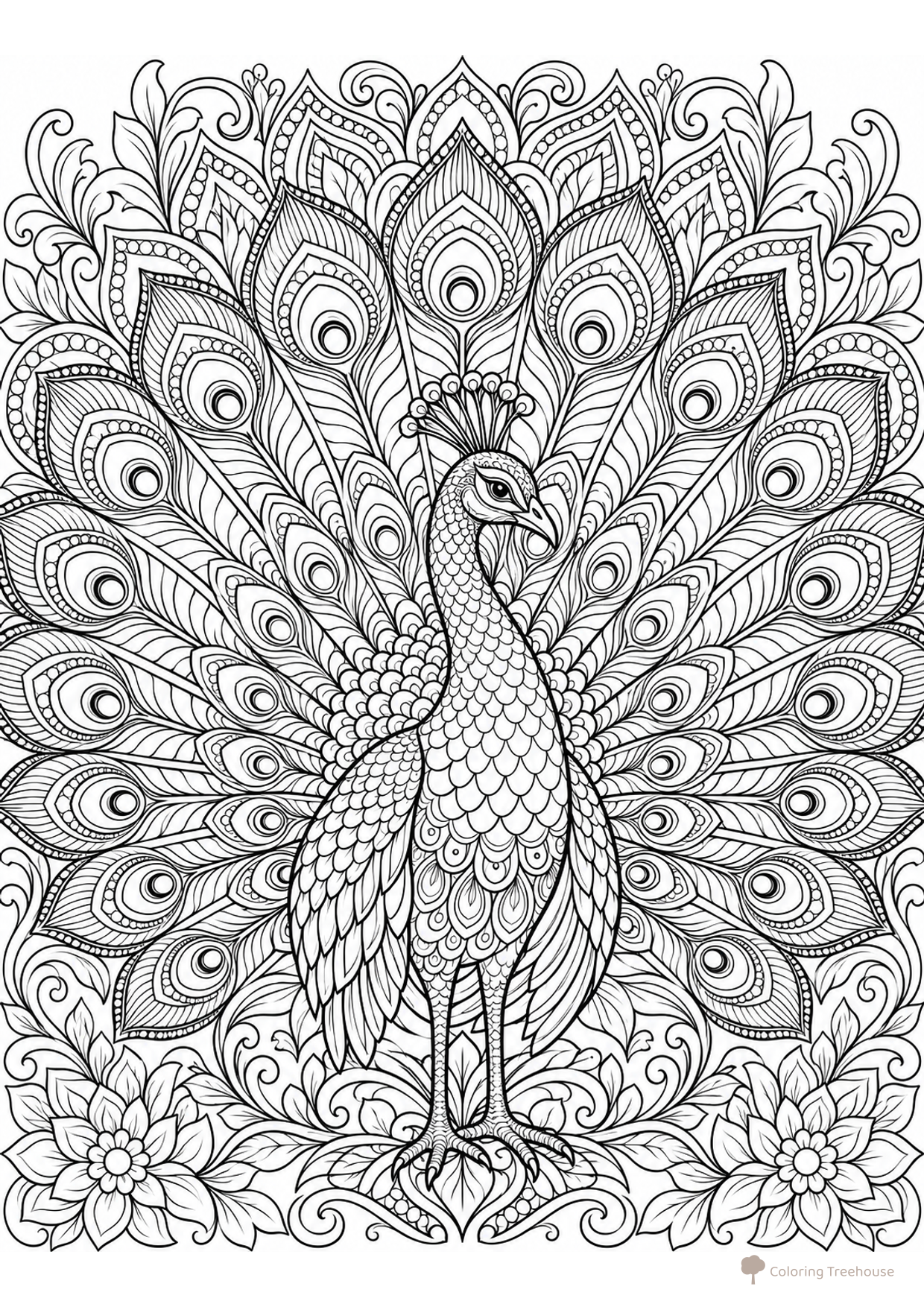 Peacock Mandala Coloring Page
