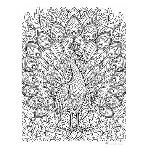 Peacock Mandala Coloring Page